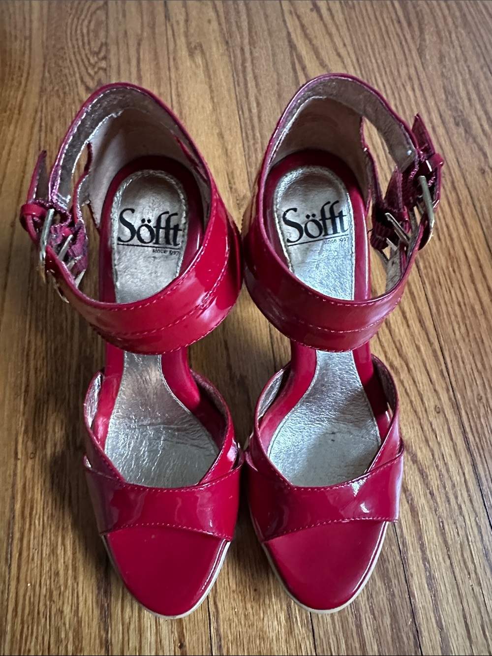Dark Red Patent Ankle-Strap, 3.75 Inches Heels
